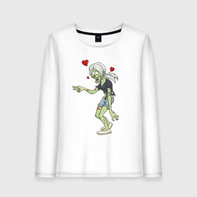 Женский лонгслив хлопок с принтом Zombie love в городе Новоалтайск, 100% хлопок |  | heart | love | zombie | зомби | любовь | сердце