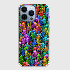 Чехол для iPhone 13 Pro с принтом Разноцветные скелеты в городе Новоалтайск,  |  | Тематика изображения на принте: паттерн | разноцветный | скелет | яркий