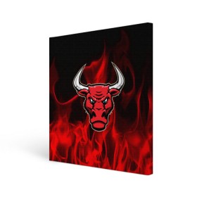 Холст квадратный с принтом Angry bull в городе Новоалтайск, 100% ПВХ |  | 3d | angry bull | in fire | бык | в огне | дым | животные | мощь | огненный | огонь | пламя | пожар | сила | стихия