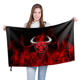 Флаг 3D с принтом Angry bull в городе Новоалтайск, 100% полиэстер | плотность ткани — 95 г/м2, размер — 67 х 109 см. Принт наносится с одной стороны | 3d | angry bull | in fire | бык | в огне | дым | животные | мощь | огненный | огонь | пламя | пожар | сила | стихия