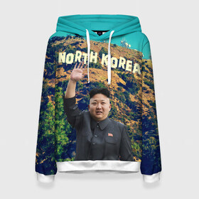 Женская толстовка 3D с принтом NORTH KOREA в городе Новоалтайск, 100% полиэстер  | двухслойный капюшон со шнурком для регулировки, мягкие манжеты на рукавах и по низу толстовки, спереди карман-кенгуру с мягким внутренним слоем. | hollywood | kim jong un | north korea | ким чен ын | северная корея