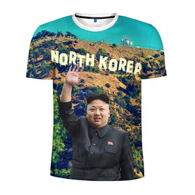 Мужская футболка 3D спортивная с принтом NORTH KOREA в городе Новоалтайск, 100% полиэстер с улучшенными характеристиками | приталенный силуэт, круглая горловина, широкие плечи, сужается к линии бедра | hollywood | kim jong un | north korea | ким чен ын | северная корея