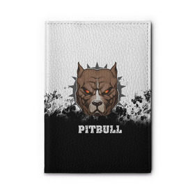 Обложка для автодокументов с принтом Pitbull в городе Новоалтайск, натуральная кожа |  размер 19,9*13 см; внутри 4 больших “конверта” для документов и один маленький отдел — туда идеально встанут права | 3d | dog | pitbull | абстракция | животные | краска | собака | черно белый