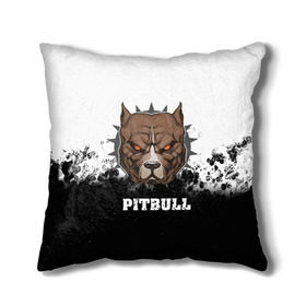 Подушка 3D с принтом Pitbull в городе Новоалтайск, наволочка – 100% полиэстер, наполнитель – холлофайбер (легкий наполнитель, не вызывает аллергию). | состоит из подушки и наволочки. Наволочка на молнии, легко снимается для стирки | 3d | dog | pitbull | абстракция | животные | краска | собака | черно белый
