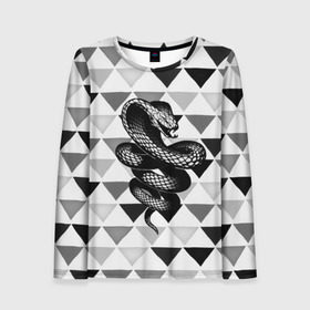 Женский лонгслив 3D с принтом Snake в городе Новоалтайск, 100% полиэстер | длинные рукава, круглый вырез горловины, полуприлегающий силуэт | 3d | snake | животные | змея | ползучие | хладнокровные | чешуя