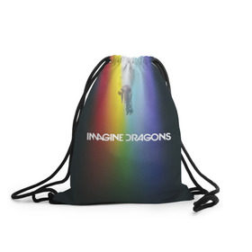 Рюкзак-мешок 3D с принтом Imagine Dragons в городе Новоалтайск, 100% полиэстер | плотность ткани — 200 г/м2, размер — 35 х 45 см; лямки — толстые шнурки, застежка на шнуровке, без карманов и подкладки | Тематика изображения на принте: demons | evolve | mirrors | radioactive | драконы | космос | музыка | нло | ночь | поп | радуга | рок | свет