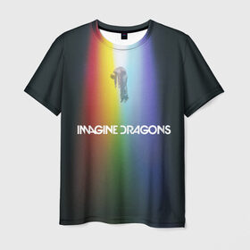 Мужская футболка 3D с принтом Imagine Dragons в городе Новоалтайск, 100% полиэфир | прямой крой, круглый вырез горловины, длина до линии бедер | demons | evolve | mirrors | radioactive | драконы | космос | музыка | нло | ночь | поп | радуга | рок | свет