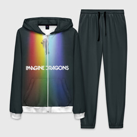 Мужской костюм 3D с принтом Imagine Dragons в городе Новоалтайск, 100% полиэстер | Манжеты и пояс оформлены тканевой резинкой, двухслойный капюшон со шнурком для регулировки, карманы спереди | demons | evolve | mirrors | radioactive | драконы | космос | музыка | нло | ночь | поп | радуга | рок | свет