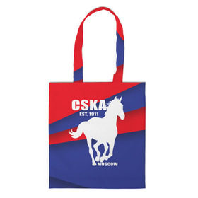 Сумка 3D повседневная с принтом CSKA est. 1911 в городе Новоалтайск, 100% полиэстер | Плотность: 200 г/м2; Размер: 34×35 см; Высота лямок: 30 см | Тематика изображения на принте: армейцы | болельщик | кони | красно синие | фанат | футбол | футболист | цска