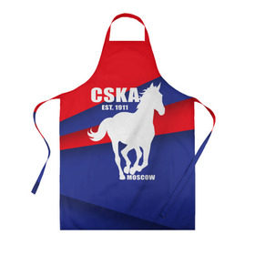 Фартук 3D с принтом CSKA est. 1911 в городе Новоалтайск, 100% полиэстер | общий размер — 65 х 85 см, ширина нагрудника — 26 см, горловина — 53 см, длина завязок — 54 см, общий обхват в поясе — 173 см. Принт на завязках и на горловине наносится с двух сторон, на основной части фартука — только с внешней стороны | Тематика изображения на принте: армейцы | болельщик | кони | красно синие | фанат | футбол | футболист | цска