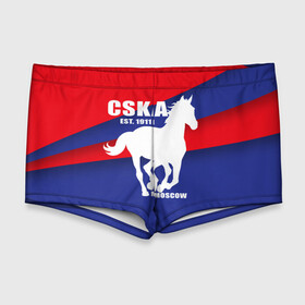 Мужские купальные плавки 3D с принтом CSKA est. 1911 в городе Новоалтайск, Полиэстер 85%, Спандекс 15% |  | армейцы | болельщик | кони | красно синие | фанат | футбол | футболист | цска