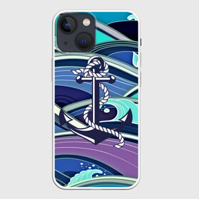 Чехол для iPhone 13 mini с принтом Моряк в городе Новоалтайск,  |  | blue | брызги | вмф | вода | военный | волны | капли | море | океан