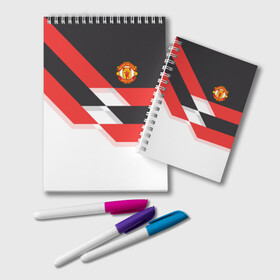 Блокнот с принтом Manchester United - Stripe в городе Новоалтайск, 100% бумага | 48 листов, плотность листов — 60 г/м2, плотность картонной обложки — 250 г/м2. Листы скреплены удобной пружинной спиралью. Цвет линий — светло-серый
 | Тематика изображения на принте: manchester united | stripe | манчестер юнайтед | футбол