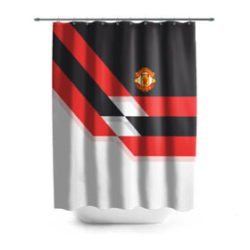 Штора 3D для ванной с принтом Manchester United - Stripe в городе Новоалтайск, 100% полиэстер | плотность материала — 100 г/м2. Стандартный размер — 146 см х 180 см. По верхнему краю — пластиковые люверсы для креплений. В комплекте 10 пластиковых колец | manchester united | stripe | манчестер юнайтед | футбол