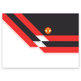 Поздравительная открытка с принтом Manchester United - Stripe в городе Новоалтайск, 100% бумага | плотность бумаги 280 г/м2, матовая, на обратной стороне линовка и место для марки
 | Тематика изображения на принте: manchester united | stripe | манчестер юнайтед | футбол