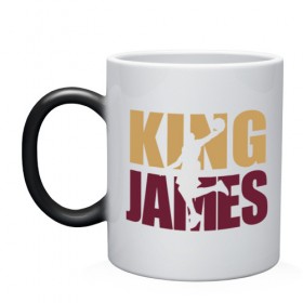 Кружка хамелеон с принтом King James в городе Новоалтайск, керамика | меняет цвет при нагревании, емкость 330 мл | Тематика изображения на принте: basketball | cavaliers | cleveland | james | lebron | nba | slam dunk | баскетбол | джеймс | кавальерс | кливленд | король | леброн | нба | спорт | чемпион