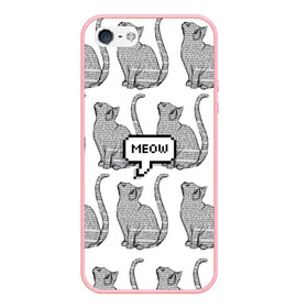 Чехол для iPhone 5/5S матовый с принтом Meow cats в городе Новоалтайск, Силикон | Область печати: задняя сторона чехла, без боковых панелей | cat | cats | meow | text | tumblr |   | котики | кошак | кошка | кошки | мяу