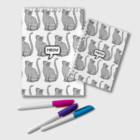 Блокнот с принтом Meow cats в городе Новоалтайск, 100% бумага | 48 листов, плотность листов — 60 г/м2, плотность картонной обложки — 250 г/м2. Листы скреплены удобной пружинной спиралью. Цвет линий — светло-серый
 | cat | cats | meow | text | tumblr |   | котики | кошак | кошка | кошки | мяу