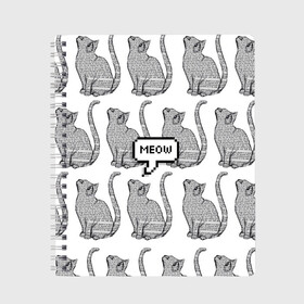 Тетрадь с принтом Meow cats в городе Новоалтайск, 100% бумага | 48 листов, плотность листов — 60 г/м2, плотность картонной обложки — 250 г/м2. Листы скреплены сбоку удобной пружинной спиралью. Уголки страниц и обложки скругленные. Цвет линий — светло-серый
 | cat | cats | meow | text | tumblr |   | котики | кошак | кошка | кошки | мяу
