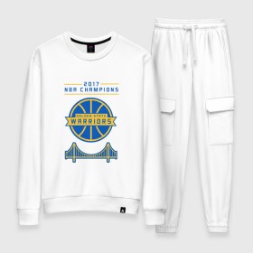 Женский костюм хлопок с принтом Golden State Champions в городе Новоалтайск, 100% хлопок | на свитшоте круглая горловина, мягкая резинка по низу. Брюки заужены к низу, на них два вида карманов: два 