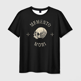 Мужская футболка 3D с принтом Memento Mori в городе Новоалтайск, 100% полиэфир | прямой крой, круглый вырез горловины, длина до линии бедер | Тематика изображения на принте: death | skull | кости | цитата