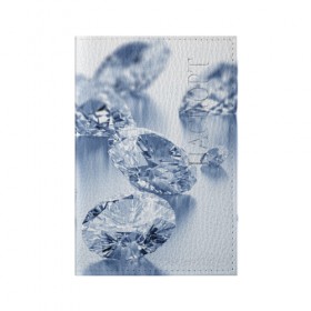Обложка для паспорта матовая кожа с принтом Blue diamonds в городе Новоалтайск, натуральная матовая кожа | размер 19,3 х 13,7 см; прозрачные пластиковые крепления | Тематика изображения на принте: beautiful | blue | bright | color | diamond | diamonds | mineral | minerals | original | stone | stones | white | белое | белый | камень | камни | красивое | красота | минерал | цвет | яркое