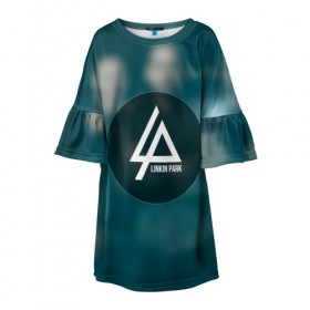 Детское платье 3D с принтом Для любителя Linkin Park в городе Новоалтайск, 100% полиэстер | прямой силуэт, чуть расширенный к низу. Круглая горловина, на рукавах — воланы | Тематика изображения на принте: linkin park | беннингтон | линкин парк | логотип | майк | рок | честер | честор | шинода