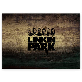 Поздравительная открытка с принтом Linkin Park Band в городе Новоалтайск, 100% бумага | плотность бумаги 280 г/м2, матовая, на обратной стороне линовка и место для марки
 | Тематика изображения на принте: chester bennington | linkin park | беннингтон | линкин паркб честер | майк | шинода