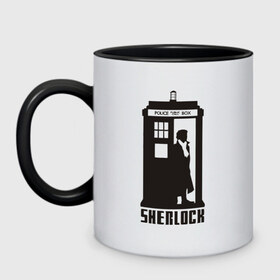 Кружка двухцветная с принтом Sherlock Tardis в городе Новоалтайск, керамика | объем — 330 мл, диаметр — 80 мм. Цветная ручка и кайма сверху, в некоторых цветах — вся внутренняя часть | Тематика изображения на принте: 221b | detective | doctor who | holmes | london | sherlock | англия | бенедикт | ватсон | детектив | доктор | доктор кто | камбербэтч | лондон | сериал | тардис | фантастика | холмс | шерлок