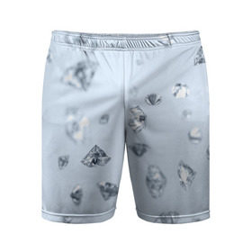 Мужские шорты 3D спортивные с принтом Flying diamonds в городе Новоалтайск,  |  | beautiful | blue | brilliant | diamond | diamonds | mineral | minerals | purple | stone | stones | white | белый | богатство | бриллиант | бриллианты | камень | камни | красивое | красота | минерал | минералы