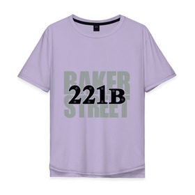 Мужская футболка хлопок Oversize с принтом Baker Street в городе Новоалтайск, 100% хлопок | свободный крой, круглый ворот, “спинка” длиннее передней части | Тематика изображения на принте: detective | holmes | sherlock | англия | бейкер | бенедикт | ватсон | детектив | доктор | камбербэтч | лондон | мориарти | сериал | стрит | шерлок | шолмс