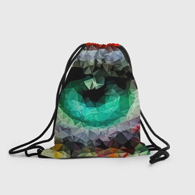 Рюкзак-мешок 3D с принтом eyes swag в городе Новоалтайск, 100% полиэстер | плотность ткани — 200 г/м2, размер — 35 х 45 см; лямки — толстые шнурки, застежка на шнуровке, без карманов и подкладки | 3d | abstraction | daylight | daylights | eyes | glimmers | lights | peepers | polygon | swag | triangle | абстракция | геометрия | глаза | гляделки | естественное освещение | рассвет