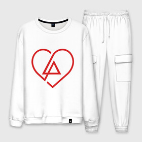 Мужской костюм хлопок с принтом Linkin Park Heart в городе Новоалтайск, 100% хлопок | на свитшоте круглая горловина, мягкая резинка по низу. Брюки заужены к низу, на них два вида карманов: два “обычных” по бокам и два объемных, с клапанами, расположенные ниже линии бедра. Брюки с мягкой трикотажной резинкой на поясе и по низу штанин. В поясе для дополнительного комфорта — широкие завязки | bennington | chester | hip hop | linkin | mike | music | park | punk | rap | rip | rock | shinoda | song | альтернатива | беннингтон | гитара | группа | жизнь | звук | концерт | линкин | майк | метал | музыка | панк | парк | песня | рок | рэп | х