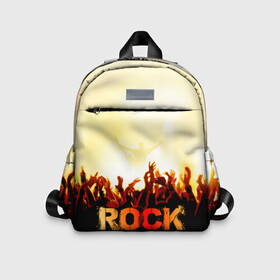 Детский рюкзак 3D с принтом Rock концерт в городе Новоалтайск, 100% полиэстер | лямки с регулируемой длиной, сверху петелька, чтобы рюкзак можно было повесить на вешалку. Основное отделение закрывается на молнию, как и внешний карман. Внутри дополнительный карман. По бокам два дополнительных кармашка | Тематика изображения на принте: rock | в толпу | гитара | группа | дым | жанр | концерт | металл | музыка | надпись | панк | певец | песня | прыжок | рок | рок н рол | руки | стиль | хард | хой | я люблю рок
