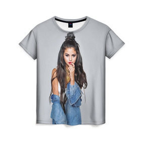Женская футболка 3D с принтом Selena Gomez в городе Новоалтайск, 100% полиэфир ( синтетическое хлопкоподобное полотно) | прямой крой, круглый вырез горловины, длина до линии бедер | 