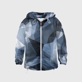 Детская ветровка 3D с принтом Camo - Black & Blue (Чёрно-синий камуфляж) в городе Новоалтайск, 100% полиэстер | подол и капюшон оформлены резинкой с фиксаторами, по бокам два кармана без застежек, один потайной карман на груди | 0x00000123 | camo | битый | камуфляж | пиксель | синий