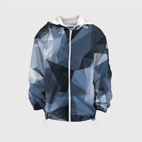 Детская куртка 3D с принтом Camo - Black & Blue (Чёрно-синий камуфляж) в городе Новоалтайск, 100% полиэстер | застежка — молния, подол и капюшон оформлены резинкой с фиксаторами, по бокам — два кармана без застежек, один потайной карман на груди, плотность верхнего слоя — 90 г/м2; плотность флисового подклада — 260 г/м2 | 0x00000123 | camo | битый | камуфляж | пиксель | синий
