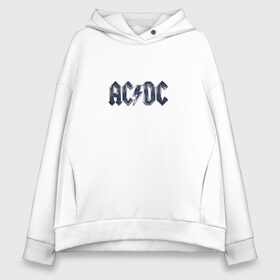 Женское худи Oversize хлопок с принтом AC DC в городе Новоалтайск, френч-терри — 70% хлопок, 30% полиэстер. Мягкий теплый начес внутри —100% хлопок | боковые карманы, эластичные манжеты и нижняя кромка, капюшон на магнитной кнопке | ас | группа | дс | логотип | музыка | печни | рок