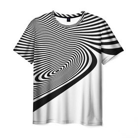 Мужская футболка 3D с принтом Black&White illusion в городе Новоалтайск, 100% полиэфир | прямой крой, круглый вырез горловины, длина до линии бедер | 3d | абстракции | иллюзия | линии | полосы | черно белые