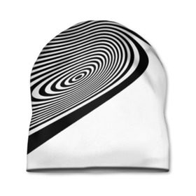 Шапка 3D с принтом Black&White illusion в городе Новоалтайск, 100% полиэстер | универсальный размер, печать по всей поверхности изделия | 3d | абстракции | иллюзия | линии | полосы | черно белые