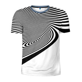 Мужская футболка 3D спортивная с принтом Black&White illusion в городе Новоалтайск, 100% полиэстер с улучшенными характеристиками | приталенный силуэт, круглая горловина, широкие плечи, сужается к линии бедра | 3d | абстракции | иллюзия | линии | полосы | черно белые