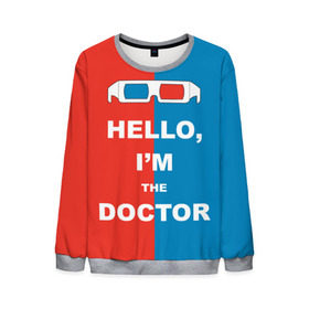 Мужской свитшот 3D с принтом I`m the Doctor в городе Новоалтайск, 100% полиэстер с мягким внутренним слоем | круглый вырез горловины, мягкая резинка на манжетах и поясе, свободная посадка по фигуре | арт | доктор кто | надпись | сериал | тардис | фильмы | я доктор