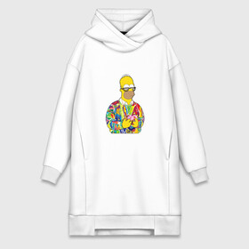 Платье-худи хлопок с принтом Homer в городе Новоалтайск,  |  | bart | homer | simpsons | барт | гомер | еда | мультфильм | отец | папа | пончик | радуга | симпсоны | спрингфилд | хиппи | цвет