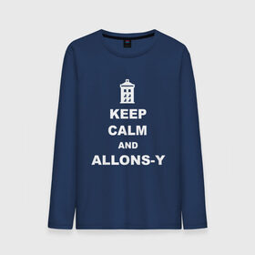 Мужской лонгслив хлопок с принтом Keep calm and allons-y в городе Новоалтайск, 100% хлопок |  | keep calm | арт | доктор кто | надпись | сериал | сохраняйте спокойствие | тардис | фильмы