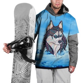 Накидка на куртку 3D с принтом Siberian Husky в городе Новоалтайск, 100% полиэстер |  | at | bowwow | dog | hound | pooch | арт | гончая | гончая собака | горы | деревья | лес | снег | собака | хаски | холод