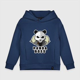 Детское худи Oversize хлопок с принтом Panda Boss в городе Новоалтайск, френч-терри — 70% хлопок, 30% полиэстер. Мягкий теплый начес внутри —100% хлопок | боковые карманы, эластичные манжеты и нижняя кромка, капюшон на магнитной кнопке | банда | большой | босс | важный | главарь | главный | директор | крутой | круче всех | лидер | мех | панда | россия | русский | самый | супер | трубка | шуба