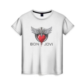 Женская футболка 3D с принтом Bon Jovi в городе Новоалтайск, 100% полиэфир ( синтетическое хлопкоподобное полотно) | прямой крой, круглый вырез горловины, длина до линии бедер | its my life | бон жови | джон бон джови | кровь | меч | сердце