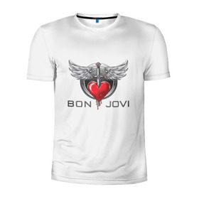 Мужская футболка 3D спортивная с принтом Bon Jovi в городе Новоалтайск, 100% полиэстер с улучшенными характеристиками | приталенный силуэт, круглая горловина, широкие плечи, сужается к линии бедра | its my life | бон жови | джон бон джови | кровь | меч | сердце