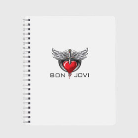 Тетрадь с принтом Bon Jovi в городе Новоалтайск, 100% бумага | 48 листов, плотность листов — 60 г/м2, плотность картонной обложки — 250 г/м2. Листы скреплены сбоку удобной пружинной спиралью. Уголки страниц и обложки скругленные. Цвет линий — светло-серый
 | Тематика изображения на принте: its my life | бон жови | джон бон джови | кровь | меч | сердце
