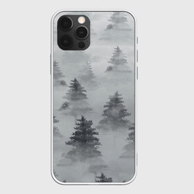 Чехол для iPhone 12 Pro Max с принтом Туманный лес в городе Новоалтайск, Силикон |  | бор | вечер | деревья | елка | еловый | ель | загадочный | земля | зима | лес | мрачный | необычный | природа | серый | сибирь | снег | тайга | туман | хвойный